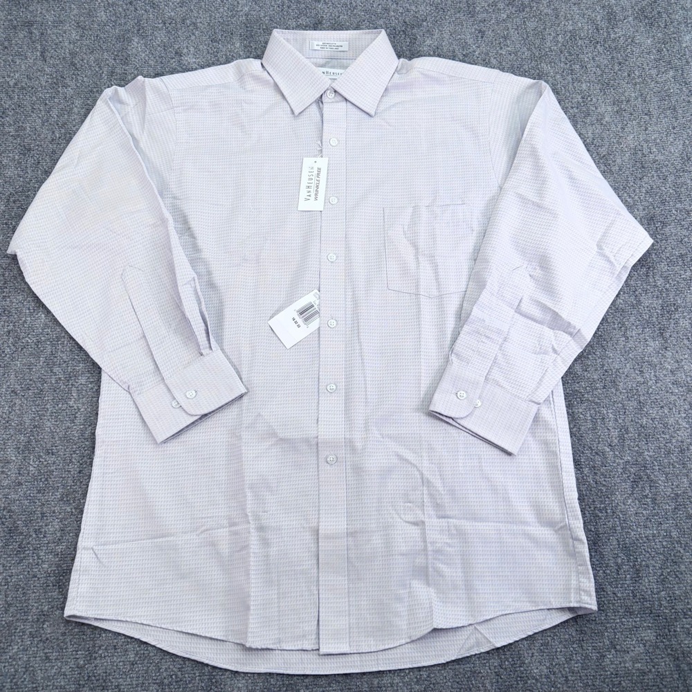 Van Heusen Dress Shirt Mens 16 32 33 Large Light Purple Broadcloth Wrinkle Free - Picture 4 of 14